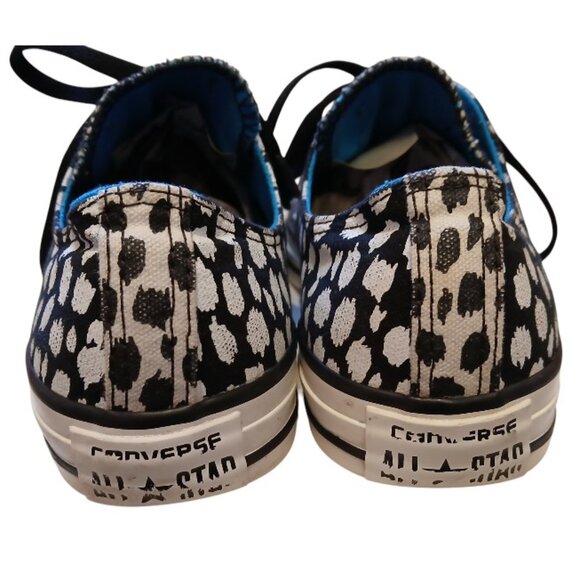 CONVERSE All-Stars Black & White (with turquoise trim) Artistic Sneakers - Picture 10 of 14